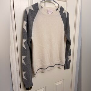 Brodie Cashmere Cream Crewneck with Gray Star Sleeves